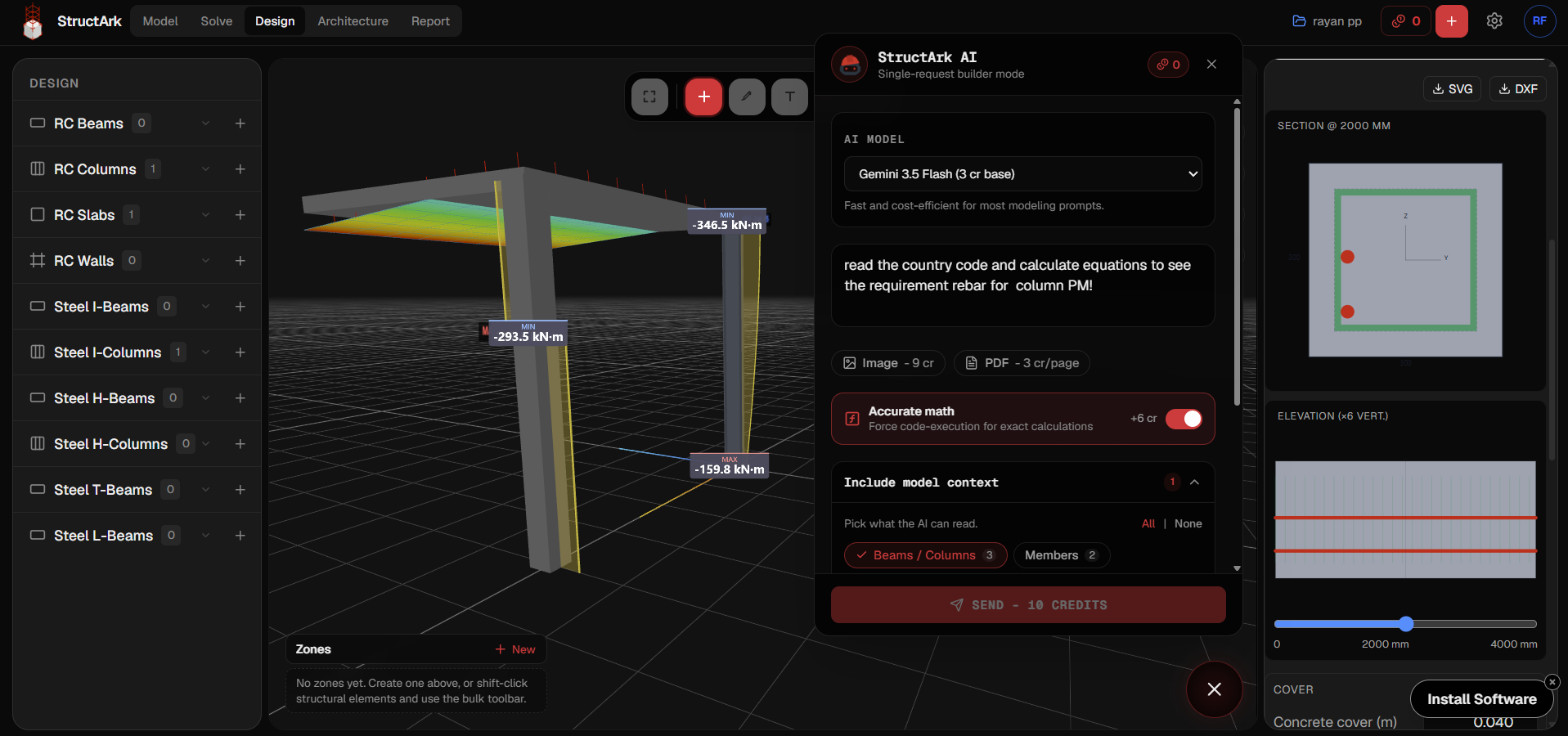 StructArk linked BIM and analytical model with the assistant open